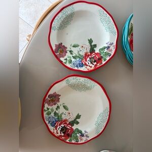 The Pioneer Woman Red and Green Floral Plates